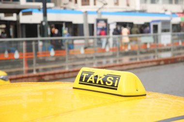 Taxi car in the street. High quality photo