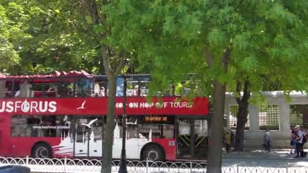 Estambul Turquía Mayo 2023 Red Big Bus Bus Turístico Dos — Vídeos de Stock