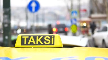 Taxi car in the street. High quality photo