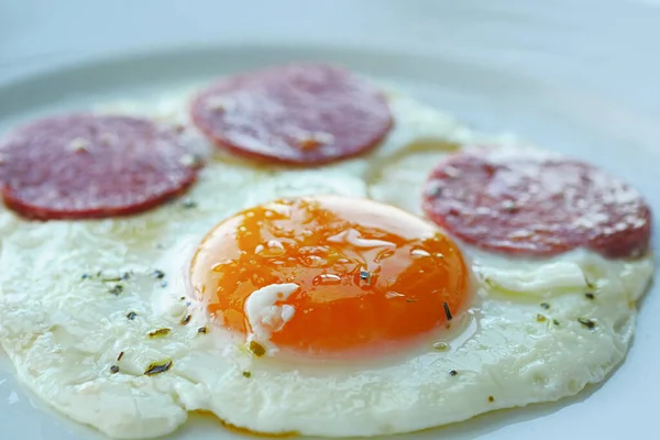Huevo Frito Mezclado Con Salchicha Plato — Foto de Stock
