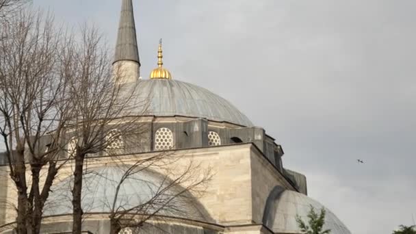 Θόλος Ενός Τζαμιού Ενάντια Στον Γαλάζιο Ουρανό Στην Κωνσταντινούπολη — Αρχείο Βίντεο