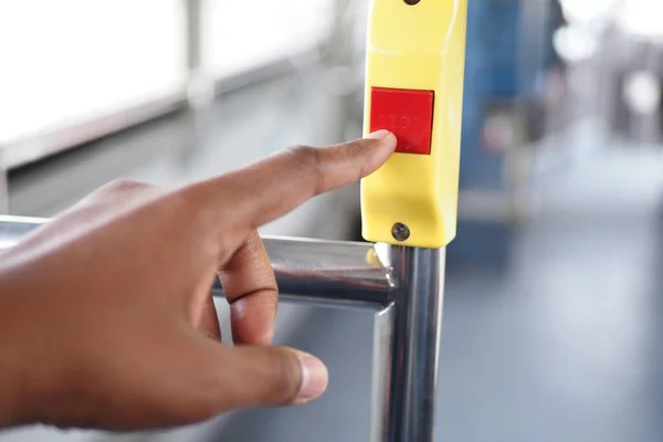 stock image Bus bell switch for stop inside the public bus