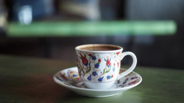 Cup Turkish Coffee Table Outdoor — Stock videók