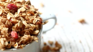 detail shot of granola Musli in a bowl