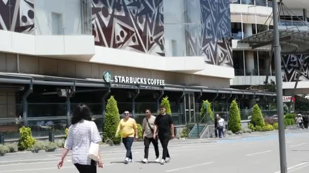 Istanbul Kalkon Januari 2023 Starbucks Kafé Front — Stockvideo