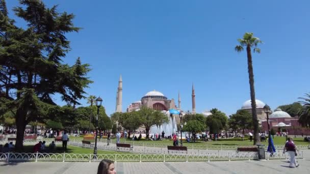Индейка Istanbul Мая 2023 Интерьер Мечети Святой Софии — стоковое видео