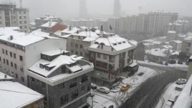 top view of Snow cityscape in istanbul .