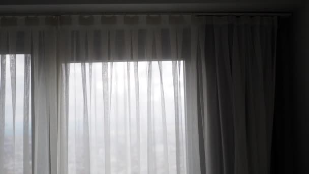 Close Clean Fabric Curtain — Stock Video