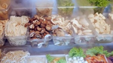 fridge filled up with mushrooms