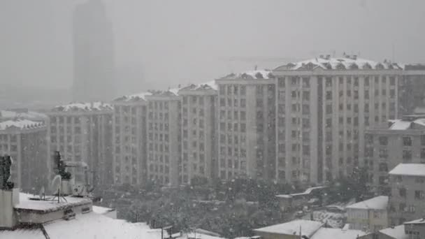 Вид Снежный Город Стамбуле — стоковое видео