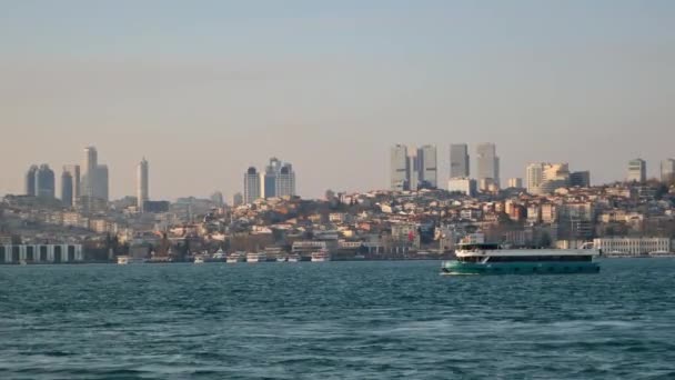 Färja Segel Bosporen Floden Istanbul — Stockvideo