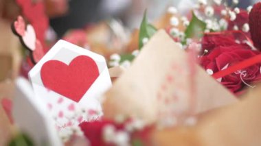 Red Rose Bouquet and heart shape symbol for gift 