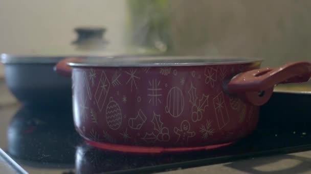 Electric Stove Heated Red — Stockvideo