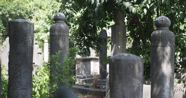Turkije Istanbul Mei 2023 Ottomaanse Historische Oude Grafstenen Het Kerkhof — Stockvideo