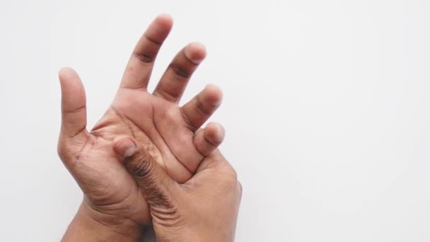 Man Suffering Pain Hand Close — Stock Video