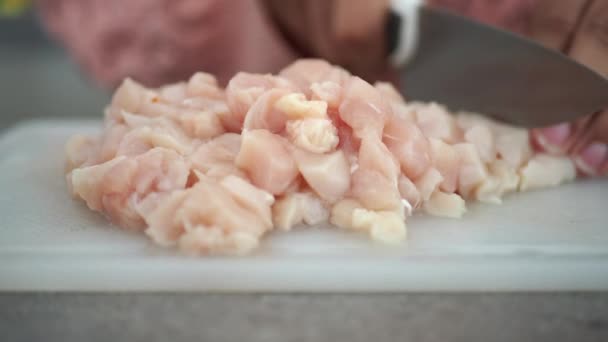 Cortar Filete Pollo Las Clases Cocina — Vídeos de Stock