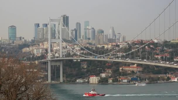 Stanbul Türkiye Deki Boğaz Köprüsü — Stok video