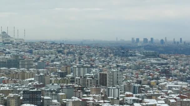 Top View Snow Cityscape Istanbul — Stock videók