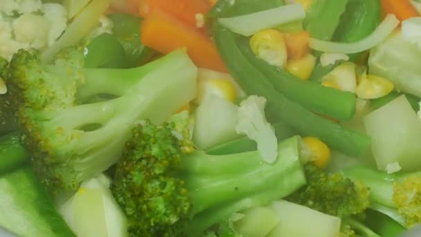 Cook Fries Broccoli Pan — Stock Video
