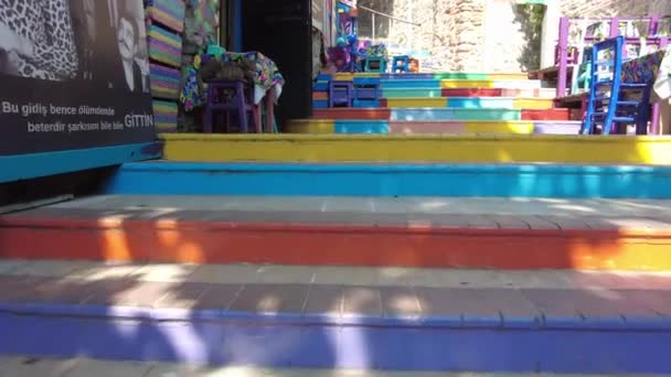 Stanbul Daki Eski Renkli Merdivenler — Stok video