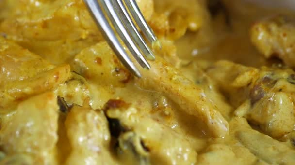 Kurczak Masłem Curry Pikantnym Kurczakiem Ryżem — Wideo stockowe