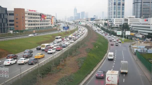 Turkiet Istanbul Januari 2023 Trafik Högt Avstånd Istanbul — Stockvideo