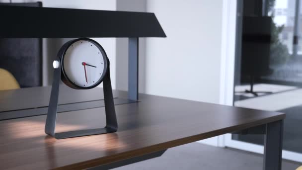 Simple Modern Clock Book Shelf — Stock Video