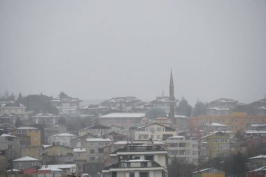 top view of Snow cityscape in istanbul .