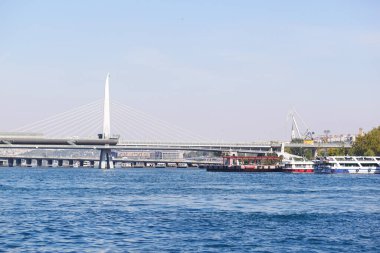 ferryboat sail on the Bosphorus river in istanbul .