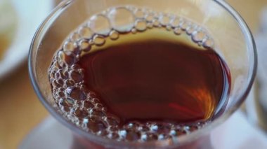 Traditional turkish tea on white table 