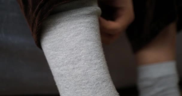 Women Suffering Itching Skin Feet — Stock Video