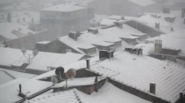 top view of Snow cityscape in istanbul .