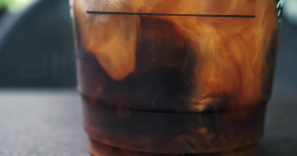 Mixing Expresso Poured Water Hot Water — Stock Video