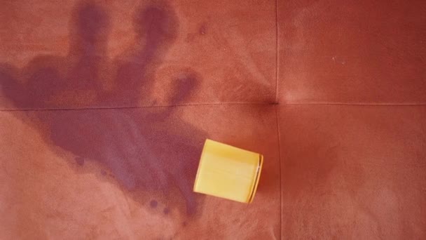Spilled Cup Coffee Sofa — Stok video