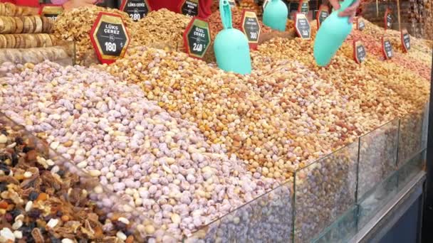 Pavo Istanbul Julio 2023 Venta Variedad Frutos Secos Bazar — Vídeo de stock