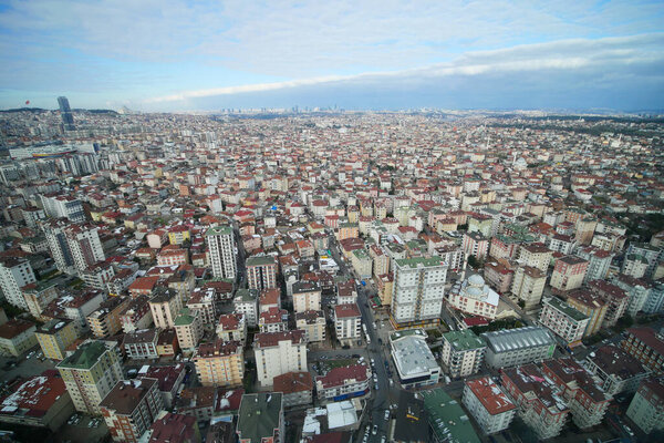 Arial View of Istanbul Asian Side Urban building blocks,