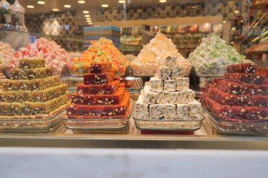 Türk usulü tatlı Türk lokumu pazarda satılıyor. Yüksek kalite fotoğraf