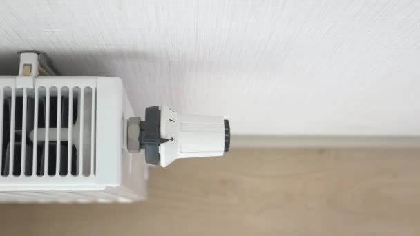White Radiator Grey White Wall Apartment Heating Installation System — Stock Video