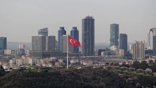 Arialview Bangunan Keuangan Dan Perumahan Istanbul Pagi Hari — Stok Video