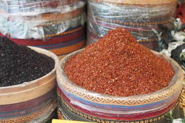 chili flakes on oriental market