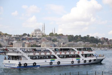 ferryboat sail on the Bosphorus river in istanbul .