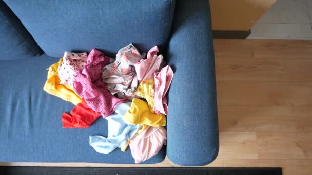 Messy Clothes Sofa — Stock video