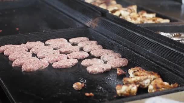 Daging Sapi Steak Panggangan Dengan Api — Stok Video