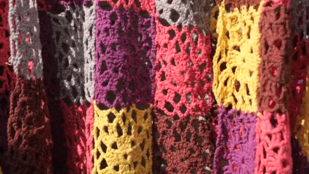 Kolorowe Dzianiny Tekstury Szczegółowy Sweter Tkanina Tło — Wideo stockowe