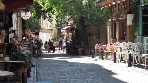 Kalkoen Istanbul Juni 2023 Cafe Winkel Aan Voorkant Oude Stad — Stockvideo
