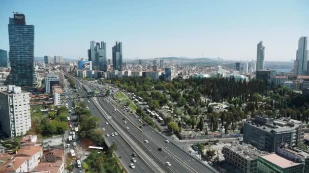 Arialview Von Istanbul Finanz Und Wohngebäude Morgen — Stockvideo