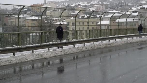 Pavo Istanbul Febrero 2023 Fila Coches Cubiertos Nieve — Vídeos de Stock