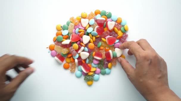 Hand Pick Colorful Sweet Candy — Video Stock