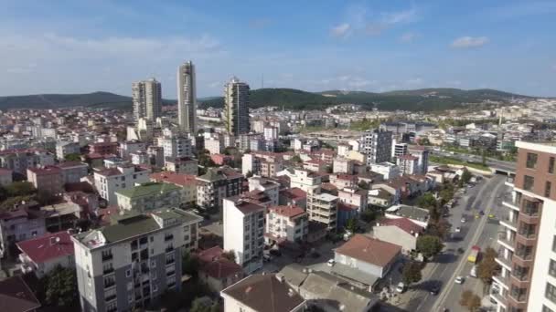 Arialview Istanbul Financial Residential Buildings Morning — Stock Video