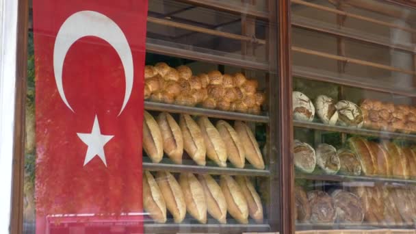 Organický Chléb Farmářském Trhu Istanbulu — Stock video